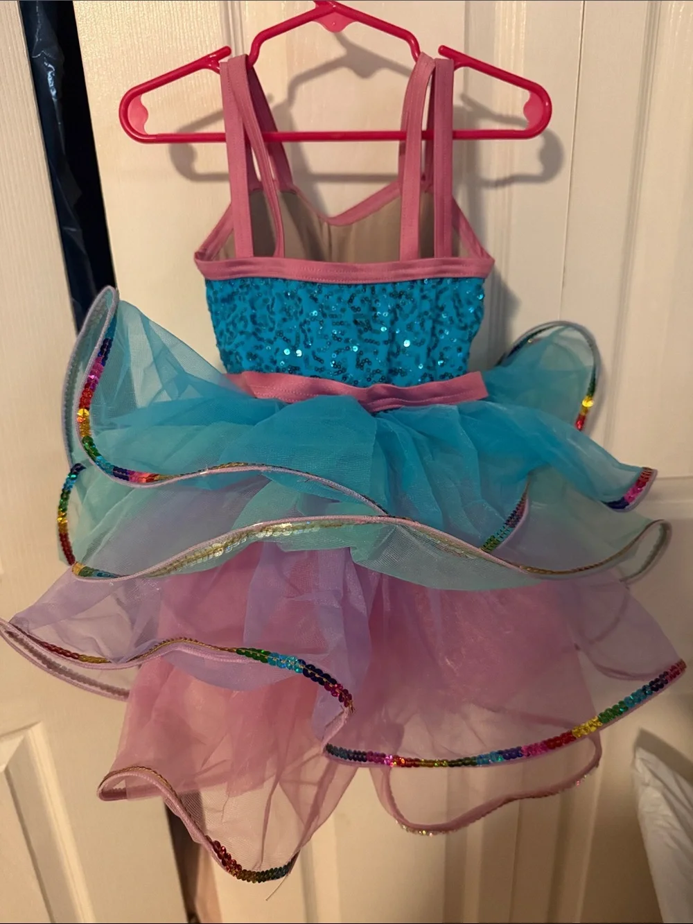 Size 4/5 XS, Kids Sparkle Mermaid Tutu Ballet Costume Dress in Teal and Pink